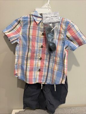 Tommy Bahama Kids Plaid Button-Down Shirt in Pink, Blue & Yellow